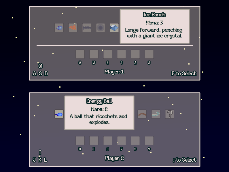 A spell selection menu.